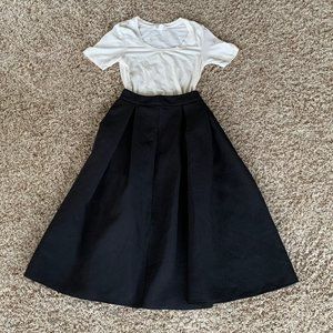 High waisted black midi skirt